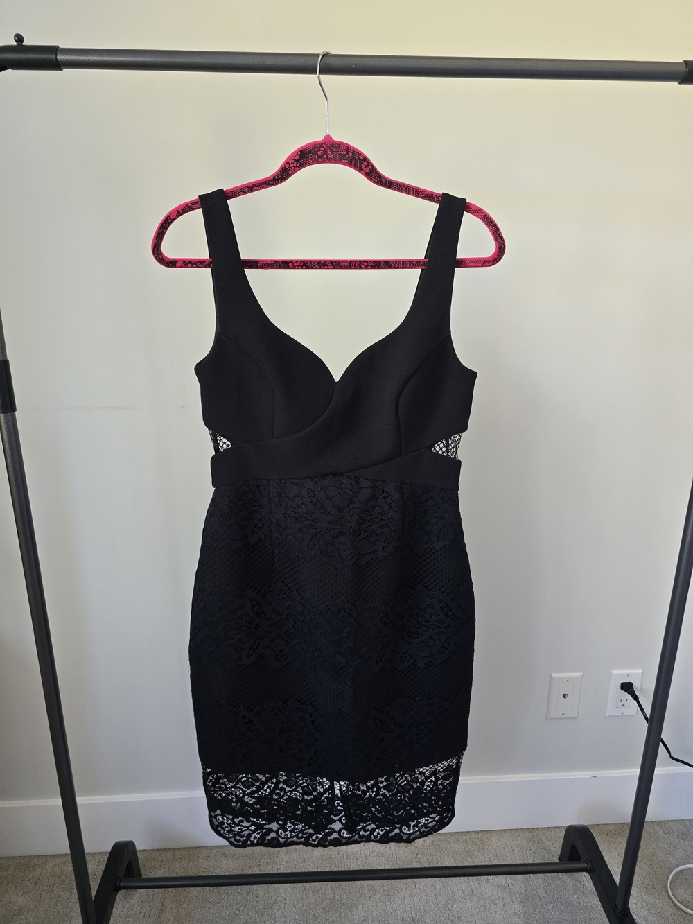 Ever New Black Lace-Trim Midi Bodycon Dress